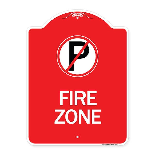 Designer Series Sign-No Parking, Red & White Aluminum Architectural Sign, 18" x 24", RW-1824-24653